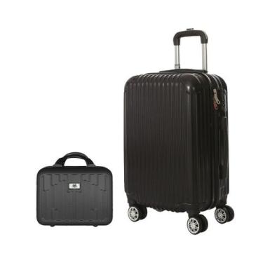 Imagem de Conjunto Mala de Viagem Média e Frasqueira Em ABS Eagle, Preto