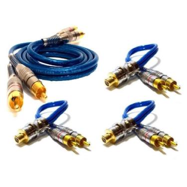 Imagem de Cabo RCA Blindado 1M e 3 Y 2M1F Plug de Metal Som Automotivo - NTV