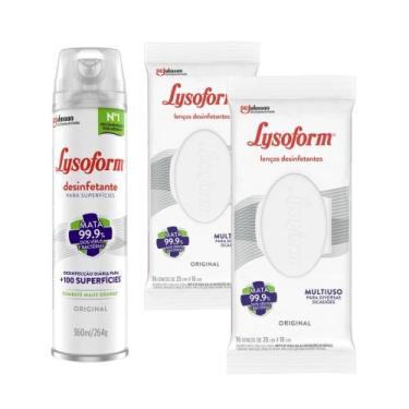 Imagem de KIT - Desinfetante Aerossol Lysoform Original 360ml e Lenços Desinfeta