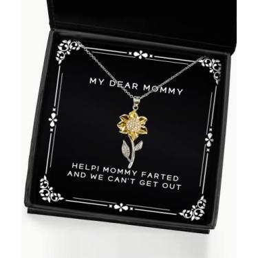 Imagem de SpreadPassion Help! Colar com pingente de girassol Mommy Farted and We Can't Get Out Mommy, bons presentes de mamãe, para mãe