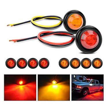 Imagem de Nilight 10 pçs 3/4 polegadas redondo mini luz de liberação de LED LED dianteiro lateral indicador de luz marcador de bala para caminhão RV carro ônibus reboque van caravana barco (12V, vermelho + âmbar), 2 anos de garantia