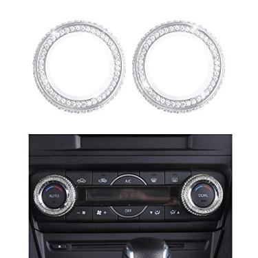 Imagem de 1797 Adesivos de tampas compatíveis para acessórios Mazda Peças Controle de ar condicionado 3 6 CX5 CX9 capas interiores decorações acabamento feminino masculino cristal prata pacote com 2