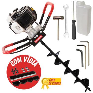 Imagem de Perfurador de Solo Profissional Kawashima ED43EBS Com Motor 2 Tempos á Gasolina 43cc e Acompanha Broca de Vídia 80x15cm Para Solos Rochosos e Arenosos