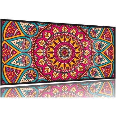 Imagem de Quadro Decorativo Mandala Rosa 130x60 Moldura Preta 2x2