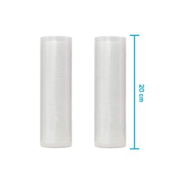 Imagem de Kit 2 Rolos de Saco Plástico Bobina 20cm X 5m com Ranhuras para Seladoras a Vácuo