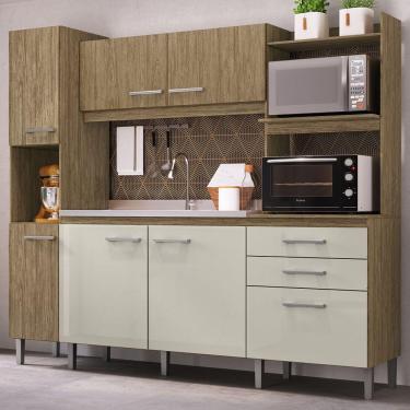 Imagem de Cozinha Compacta Atacama 7 Portas 2 Gavetas Wood/cristalo - Decibal Móveis