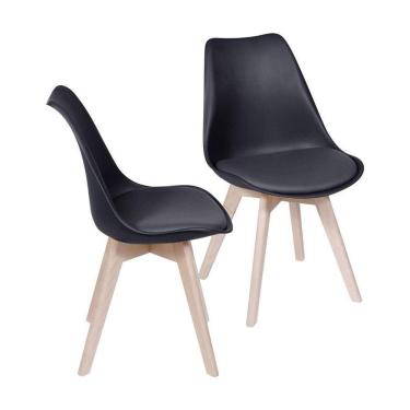 Imagem de Kit 2 Cadeiras Boxbit Joly Saarinen Base Em Madeira Preta