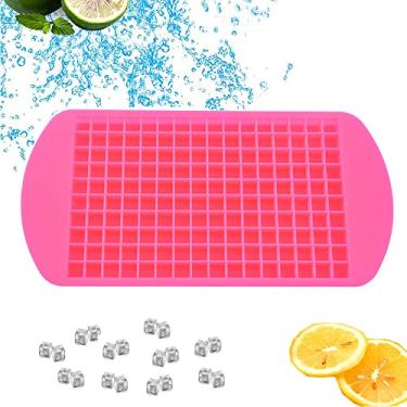 Imagem de FUYTERY Mini bandejas de cubo de gelo 160 grades cubo de silicone para geladeira molde de cozinha (rosa)