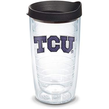 Imagem de Tervis Feito nos EUA com paredes duplas Texas Christian University TCU Horned Frogs copo isolado mantém as bebidas frias e quentes, 473 g, logotipo principal