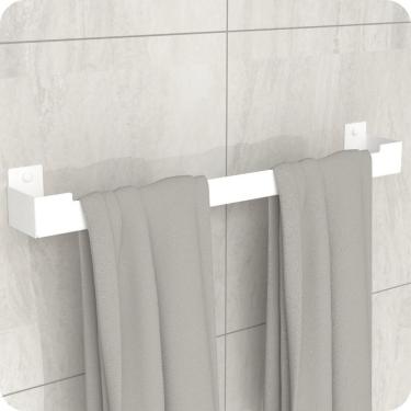 Imagem de Porta Toalha Banho Suporte Banheiro Toalheiro Branco ELG