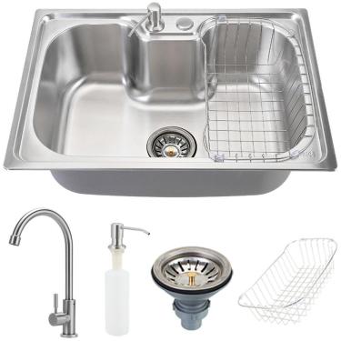 Imagem de Cuba Para Cozinha Pia Inox Com Acessórios Carajás E Torneira Para Cozinha Aporé Pingoo.casa