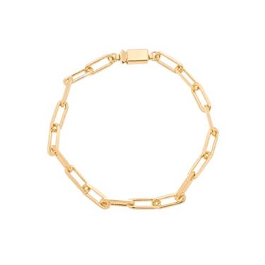 Imagem de Pulseira Mahná Masculina 21cm Elo Retangular Banhada Ouro