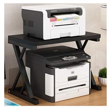 Imagem de Suporte de impressora Prateleira de impressora Suporte de impressora de mesa Moldura de aço inoxidável, Suporte de scanner de máquina de fax de escritório Sala de estudo Rack de armazenamento de livros (preto) Suporte de impressora para mesa (Cor: Preto)