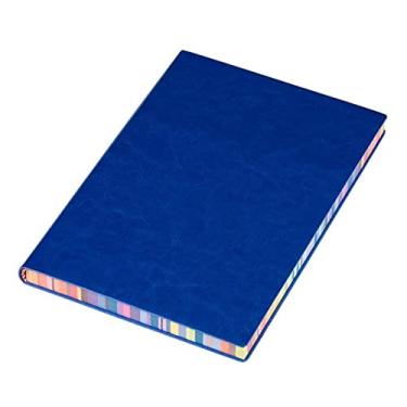 Imagem de Caderno de couro de capa mole bloco de notas de negócios diário de viagem fita marcador de páginas 200 páginas com linhas largas 6 cores material de escritório, azul, 1 peça
