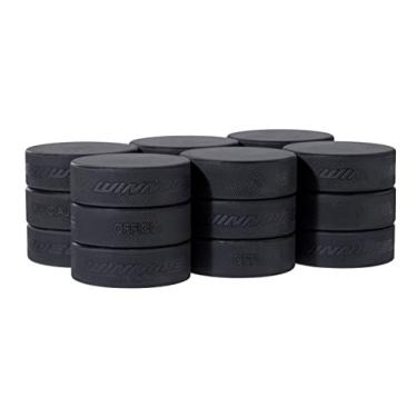 Imagem de Winnwell Discos de hóquei no gelo pretos – caixa com disco de gelo de treinamento ponderado padrão de 170 g, tamanho oficial, ótimo para manuseio de bastão e treino para jogadores jovens e adultos – pacote com 18