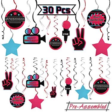 Imagem de LINGTEER Kit de decoração de festa musical Tic Tok – 30 peças de espirais para pendurar no teto, perfeito para música, festa de feliz aniversário, decoração de presente.