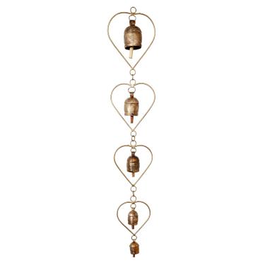 Imagem de Boneco Pop Shoppe feito à mão Feng Shui Sinos de coração Grande Vento Chimes Bronze para ambientes externos Decoração de interiores e jardins