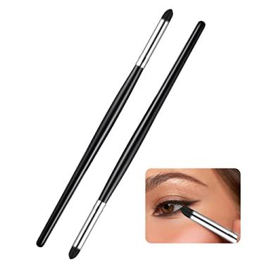 Imagem de 2 peças pincel delineador para manchas lápis ferramenta de maquiagem macia pincel de mistura de sombras pincel lápis de olho conjunto de ferramentas para misturar delineador sombra delineador (ponge, 15 cm)