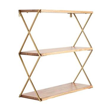 Imagem de KIZQYN Estante de livros 3 camadas de armação de metal prateleira de armazenamento flutuante resistente de parede prateleira de parede quarto sala de estar rack de armazenamento de cosméticos prateleira de livros (tamanho: M)