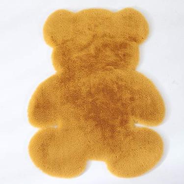 Imagem de Tapetes de área falsos fofos, super macios e fofos tapete em forma de desenho animado pilha curta antiderrapante lavável para sala de estar quarto estudo banheiro varanda almofada de sofá infantil, amarelo dourado, 60 * 80 cm