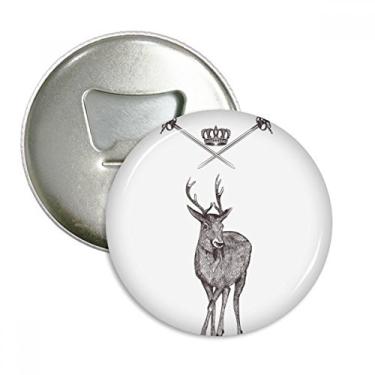 Imagem de Alce espada coroa animal estilo barroco abridor de garrafas ímã de geladeira emblema multifuncional