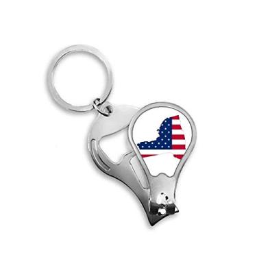 Imagem de New York USA Mapa Estrelas Listras Forma Bandeira Cortador de Unhas Abridor Chaveiro Tesoura
