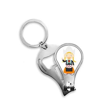 Imagem de Cortador de unhas Pigtails Girl Netherlands Cartoon cortador abridor chaveiro tesoura