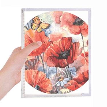 Imagem de Caderno colorido de borboleta com flores, folhas soltas, recarregável, diário de papelaria