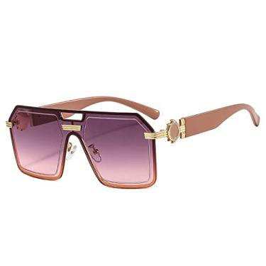 Imagem de Rimmes One Piece Óculos de Sol Quadrados Para Mulheres Moda Superdimensionada Gradiente Liga Óculos De Sol Masculino Plano Uv400 Tons Gafas De Sol, Roxo Dourado, Tamanho Único