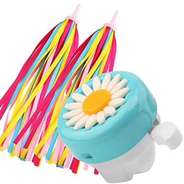 Imagem de Paliston Campainha de bicicleta infantil para meninas, sinos de bicicleta com serpentinas azul e branco