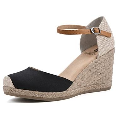 Imagem de WHITE MOUNTAIN Sandália feminina Mamba Espadrille Wedge, Preto/tecido, 38