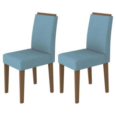Imagem de Kit 2 Cadeiras Amanda Para Mesa De Jantar Imbuia/Azul Casa Madre - New