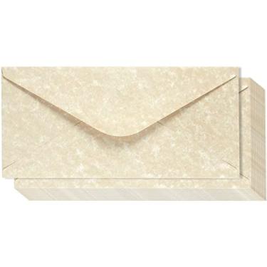 Imagem de Best Paper Greetings Envelopes de pergaminho - 21 x 10 cm, creme, plano, pacote com 48 - Envelopes de papelaria estilo vintage para convites de casamento e correspondência comercial
