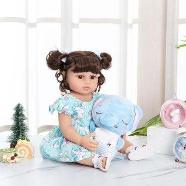 Brastoy Bebê Reborn Boneca Silicone Menina Elefante Olhos Azuis 48cm no  Shoptime