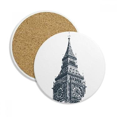 Imagem de Caneca de porta-copos com desenho de marco da Bell Tower, pedra absorvente de proteção de mesa