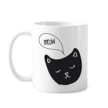 Imagem de Caneca de cerâmica preta de gato Mewing Animal Caneca cerâmica café porcelana louça