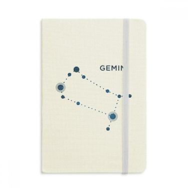 Imagem de Caderno oficial do signo da constelação de gêmeos com capa dura em tecido clássico diário