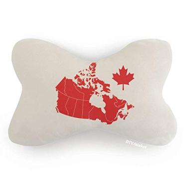 Imagem de DIYthinker Almofada de apoio de cabeça com símbolo de folha de bordo vermelho do Canadá, mapa do país, acabamento de carro, almofada para decoração de pescoço