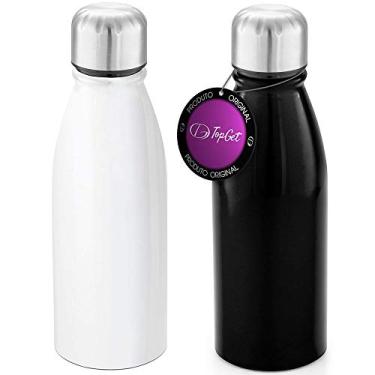 Imagem de Kit 2x Squeeze Alumínio 500 ml Wave TopGet Branco e Preto