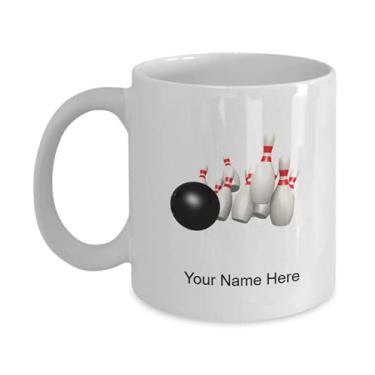 Imagem de Caneca personalizada com pino de boliche – Caneca de café para amantes de boliche, ideia para crianças que amam – Caneca de café de 325 ml