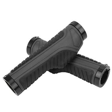 Imagem de 01 Pegadores de bicicleta com trava dupla, capa de borracha antiderrapante com orifícios de posicionamento para guidão de 2,22 cm para guidão externo (preto cinza)