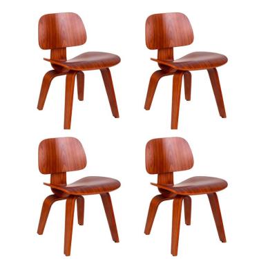 Imagem de Conjunto com 4 Cadeiras Eames Walnut Madeira