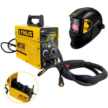 Imagem de Kit Solda Inversora Multiprocesso TIG MIG Eletrodo 140A LIM-140 Power Bivolt LYNUS + Máscara de Solda Automática