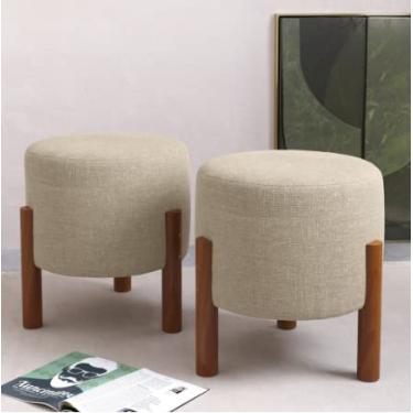 Imagem de Kit Puf,puff Banqueta Sala domus luxo Redondo Bege