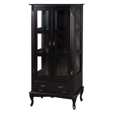 Imagem de Cristaleira Antique Alta 2 Portas de Vidro e 1 Gaveta Preta