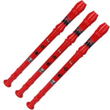 Imagem de Kit Brinquedo Flauta Doce Soprano Spider Homem Aranha 3 Unid