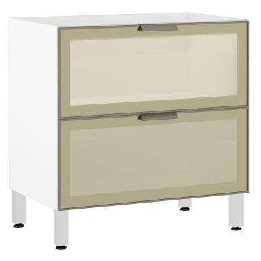 Imagem de Balcão Sem Tampo 80cm Basculante Com Vidro Reflecta Bronze Luciane Branco