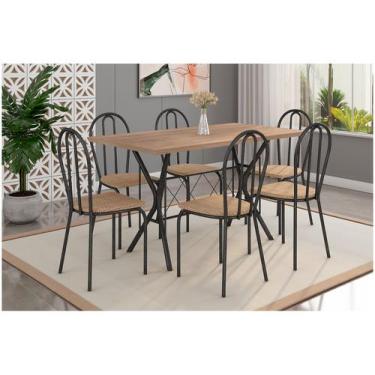 Imagem de Mesa De Jantar 6 Cadeiras Retangular Preta - Artefamol America Bruna