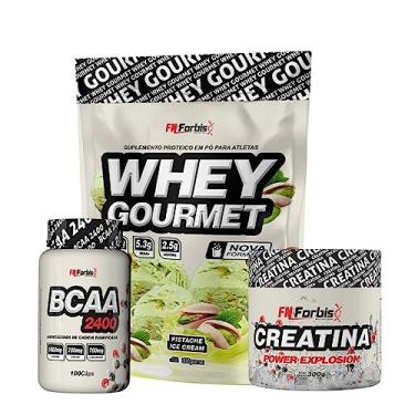 Imagem de Kit Whey Protein Refil + Creatina 300g + BCAA 100 cáps Gourmet - FN Forbis Nutrition (Pistache Ice Cream)