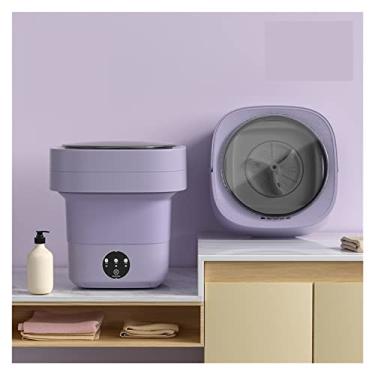 Imagem de Poderosa máquina de lavar portátil pequena máquina de lavar dobrável portátil pequena máquina de lavar dormitório doméstico pequeno (cor: roxo)